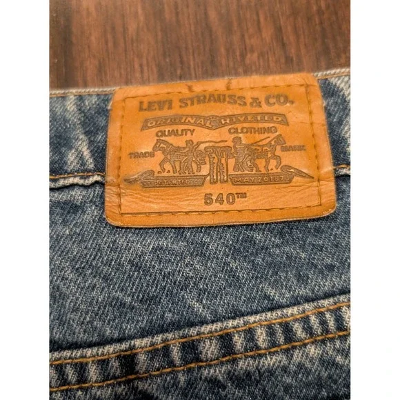 Vintage 90s Levi's 540 Jeans 38x32 Blue Relaxed Straight Leg Denim Orange Tab - Picture 6 of 11